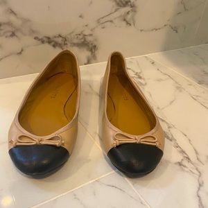 Talbots Tan and Black ballet with bow